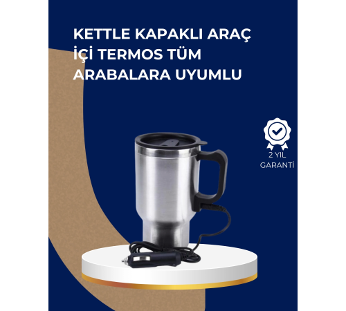 Araç İçi Paslanmaz Çelik Isıtıcı Termos Bardak 12V Çakmak Girişli Araç İçi Paslanmaz Çelik Isıtıcı Termos Bardak 12V Çakmak Girişli
