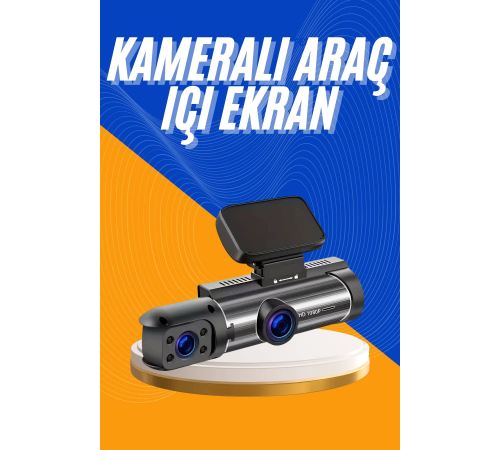 Araç Kamerası Black Box Çift Kameralı Ekranlı Full HD Sürüş Kamerası