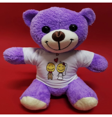 Aşık Çiftler Tişörtlü Mor Peluş Ayıcık