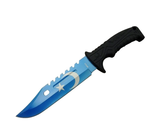 Ayyıldız Mf013bl Mavi Av Bıçağı 31cm - Testere Detaylı Bıçak, Kılıflı, Plastik Sap