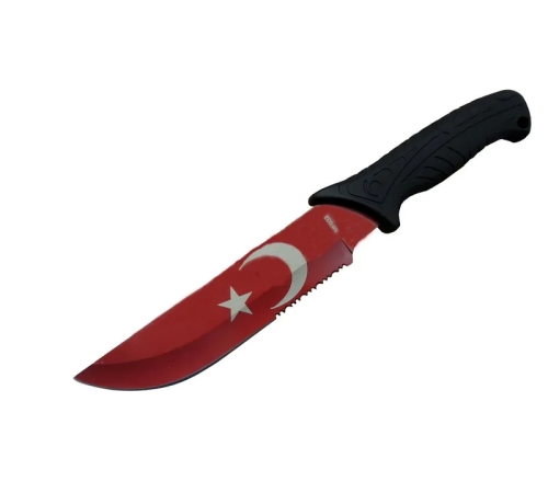 Ayyıldız Mf032 Rd Kırmızı Av Bıçağı 31cm - Testere Detaylı Bıçak, Kılıflı, Plastik Sap