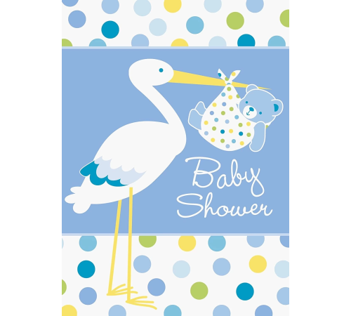 Baby Boy Stork Temalı Mavi Renk Baby Shower Davetiye 8 Adet Baby Boy Stork Temalı Mavi Renk Baby Shower Davetiye 8 Adet