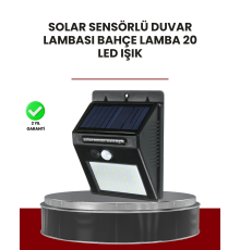 Bahçe ve Dış Mekanlar İçin Güneş Enerjili 20 LED Hareket Sensörlü Lamba