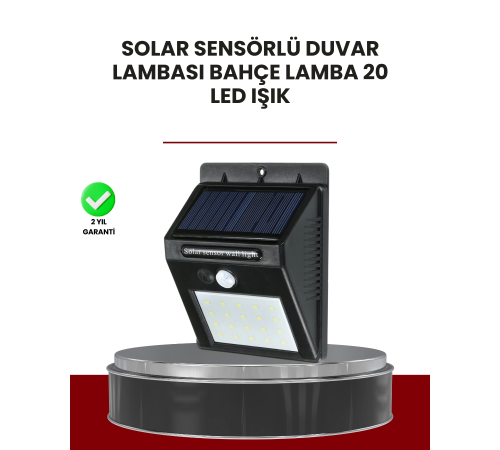 Bahçe ve Dış Mekanlar İçin Güneş Enerjili 20 LED Hareket Sensörlü Lamba