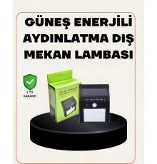 Bahçe ve Veranda İçin Güneş Paneli ile Otomatik Şarj Olan LED Duvar Lambası