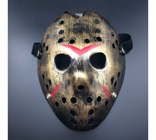 Bakır Renk Kırmızı Çizgili Tam Yüz Hokey Jason Maskesi Hannibal Maskesi Bakır Renk Kırmızı Çizgili Tam Yüz Hokey Jason Maskesi Hannibal Maskesi