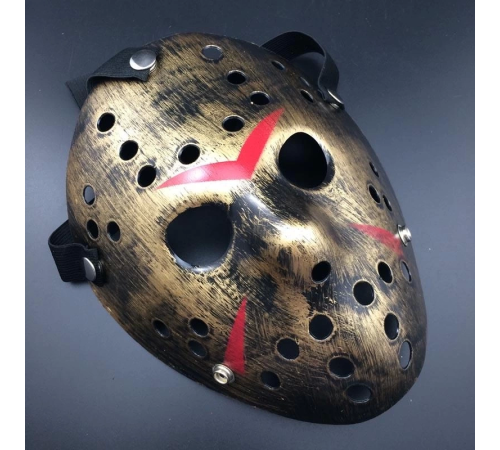 Bakır Renk Kırmızı Çizgili Tam Yüz Hokey Jason Maskesi Hannibal Maskesi Bakır Renk Kırmızı Çizgili Tam Yüz Hokey Jason Maskesi Hannibal Maskesi
