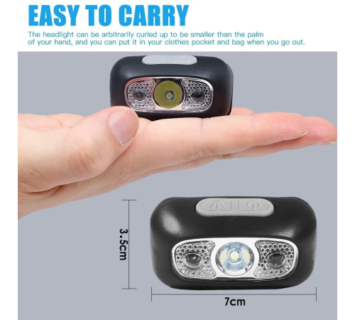 Baretta Brt61 Xpe Pearls Led Hareket Sensörlü Mini Usb Şarjlı Kafa Feneri