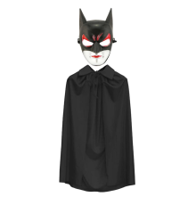 Batman Maskesi Cat Woman Ve Batman Pelerini 90 Cm Siyah Renk Set