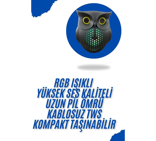 Baykuş Görünümlü Işıklı Bluetooth Speaker Bluetooth Hoparlör Baykuş Görünümlü Işıklı Bluetooth Speaker Bluetooth Hoparlör