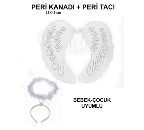 Beyaz Dantel Tüllü Peri Kanadı Ve Peri Tacı Seti 45x40 Cm Beyaz Dantel Tüllü Peri Kanadı Ve Peri Tacı Seti 45x40 Cm