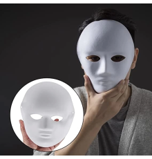 Beyaz Renk Boyanabilir Anonim Tam Yüz Cosplay Maske 24x18 Cm
