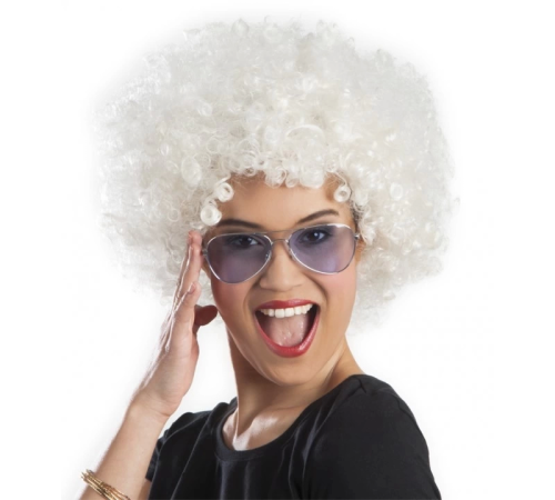 Beyaz Renk Kıvırcık Afro Bonus Peruk Beyaz Renk Kıvırcık Afro Bonus Peruk