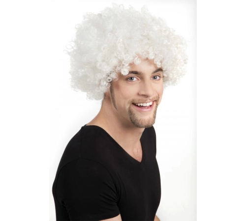 Beyaz Renk Kıvırcık Afro Bonus Peruk Beyaz Renk Kıvırcık Afro Bonus Peruk