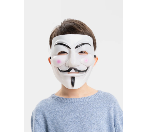 Beyaz Renk Pembe Yanaklı İthal V For Vendetta Maskesi Beyaz Renk Pembe Yanaklı İthal V For Vendetta Maskesi
