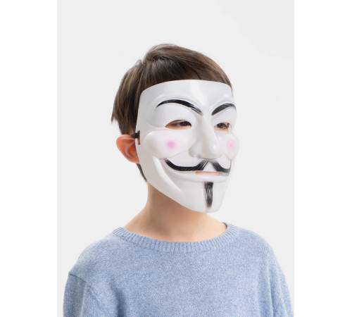 Beyaz Renk Pembe Yanaklı İthal V For Vendetta Maskesi Beyaz Renk Pembe Yanaklı İthal V For Vendetta Maskesi