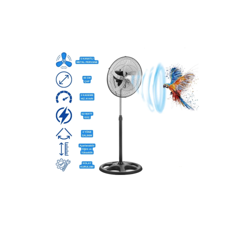 BFS 5 Metal Kanatlı Soğutucu Vantilatör Pervane 3 Kademe Hız Kontrol 18’’inch - 80w BFS 5 Metal Kanatlı Soğutucu Vantilatör Pervane 3 Kademe Hız Kontrol 18’’inch - 80w