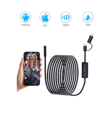 BFS 5 Metre Endoskop Yılan Video Kamera Ios Ve Android Uyumlu Led’li 8 Mm Sert Kablo 2mp