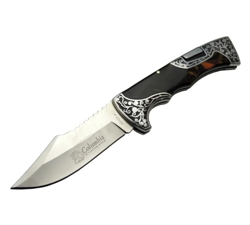 BFS A3157b Kahverengi Av / Kamp Çakı 23 Cm - Sedef İşlemeli Saplı, BFS A3157b Kahverengi Av / Kamp Çakı 23 Cm - Sedef İşlemeli Saplı,