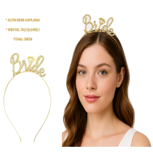 BFS Altın Renkli Taşlı “bride” Gelin Tacı – El Yazısı Yazı Tipiyle
