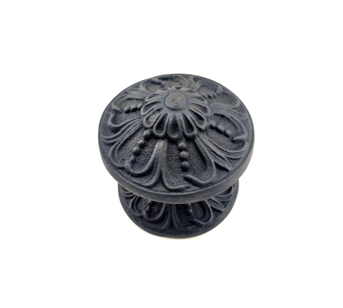 BFS Antika Tarz Dekoratif Pirinç Çiçekli Kapı Tokmağı - 80 Mm Çap, Oksit