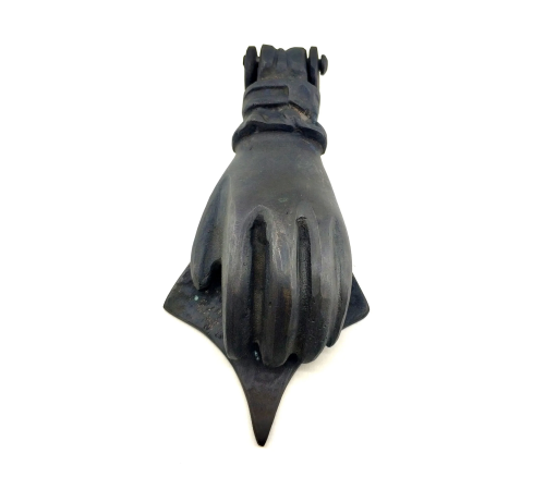 BFS Antika Tarz Dekoratif Pirinç El Kapı Tokmağı, Taktak - 167x75 Mm, Oksit