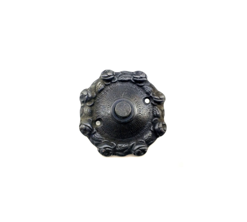 BFS Antika Tarz Dekoratif Pirinç Güllü Kapı Zili - 75mm, Oksit