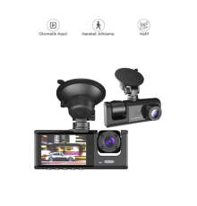 BFS Araç İçi 1080p 3 Kameralı Lcd Ekranlı Gece Görüşlü , G-sensör , Geri Görüş Kamera
