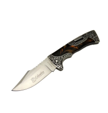 BFS B3157b İşlemeli Kamp Çakı 22 Cm - Kahverengi Sedef Saplı, Manuel Açılma