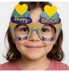 BFS Cupcake Temalı Doğum Günü Renkli Karton Happy Birthday Gözlüğü 6 Adet