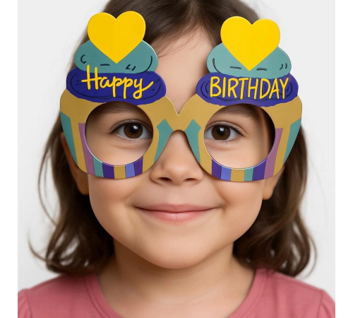 BFS Cupcake Temalı Doğum Günü Renkli Karton Happy Birthday Gözlüğü 6 Adet BFS Cupcake Temalı Doğum Günü Renkli Karton Happy Birthday Gözlüğü 6 Adet