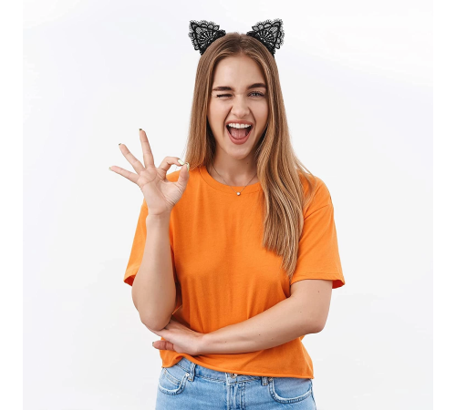 BFS Dantelli Siyah Kedi Tacı - Vintage Tarz Dantel Kedi Kulak