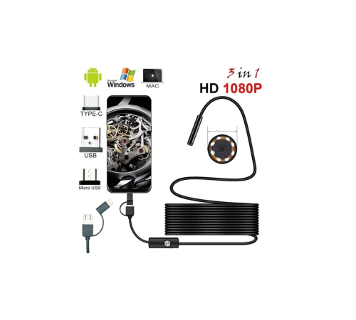 BFS Endoskop 3 İn 1 Yılan Kamera Usb Micro Usb Type-c 20 Metre Sert Kablo