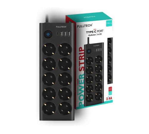 BFS Ftr14 Type-c Girişli Akım Korumalı 10’lu Priz, 3 Usb