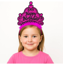 BFS Fuşya Happy Birthday Prenses Tacı – Doğum Günü Taç Aksesuarı