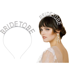 BFS Gümüş Kaplama Kristal Taşlı Bride To Be Gelin Tacı 16x17 Cm