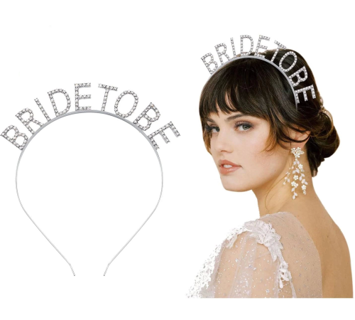 BFS Gümüş Kaplama Kristal Taşlı Bride To Be Gelin Tacı 16x17 Cm