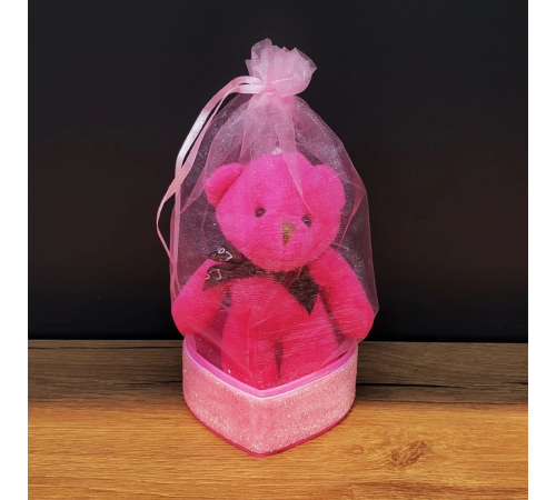 BFS Hediyelik Pembe Tül Kese Ve Ayıcık