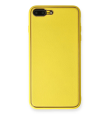 BFS  iPhone 7 Plus Kılıf Coco Deri Silikon Kapak - Sarı