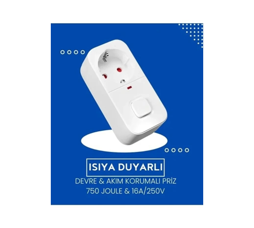 BFS Isıya Duyarlı Devre Ve Akım Korumalı Du Tekli Anahtarlı Priz Fiş 16a/250v 750