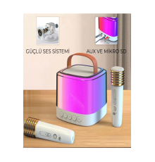 BFS Karaoke Bluetooth Hoparlör Aggıy Ag-s7 Kablosuz Mikrofonlu Rgb Led Parti Işıklı