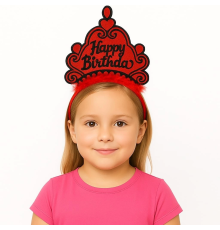 BFS Kırmızı Happy Birthday Prenses Tacı – Doğum Günü Taç Aksesuarı