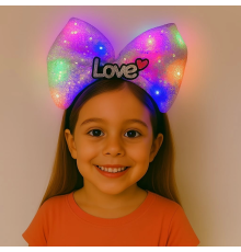 BFS Led Işıklı Love Yazılı Mor Fiyonk Taç – Kız Çocuk Parti Tacı
