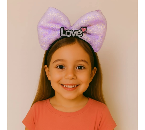 BFS Led Işıklı Love Yazılı Mor Fiyonk Taç – Kız Çocuk Parti Tacı