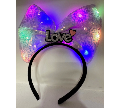 BFS Led Işıklı Love Yazılı Mor Fiyonk Taç – Kız Çocuk Parti Tacı