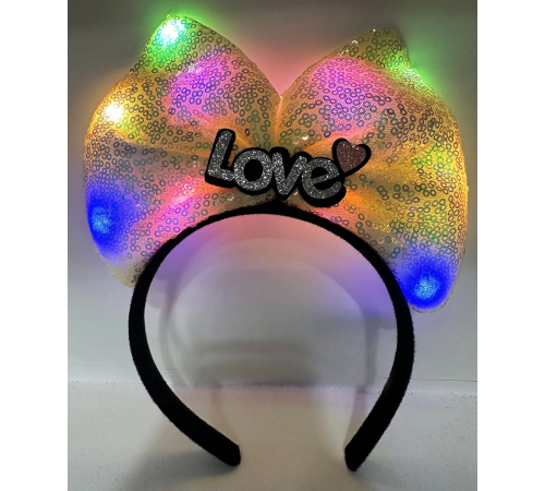 BFS Led Işıklı Love Yazılı Sarı Fiyonk Taç – Kız Çocuk Parti Tacı