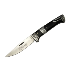 BFS Mb3936b Siyah Av / Kamp Çakısı 20cm- Manuel, İşlemeli, Kemerlikli, Ahşap Sap