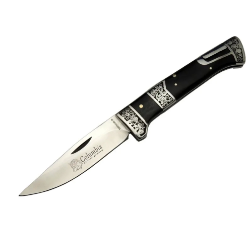 BFS Mb3936b Siyah Av / Kamp Çakısı 20cm- Manuel, İşlemeli, Kemerlikli, Ahşap Sap