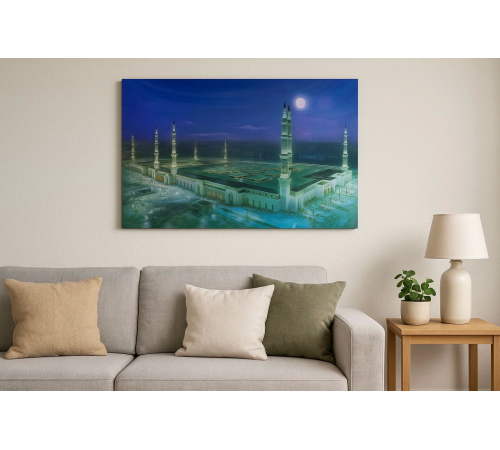 BFS Mescid-i Nebevi Du Tablosu Resmi - İslami Hediye Seçeneği 40x60 Cm