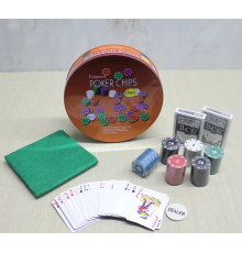BFS Metal Kutulu 120 Chip Ve 2 Adet İskambil  Kağit Setine Sahip Poker Oyunu Alk3535